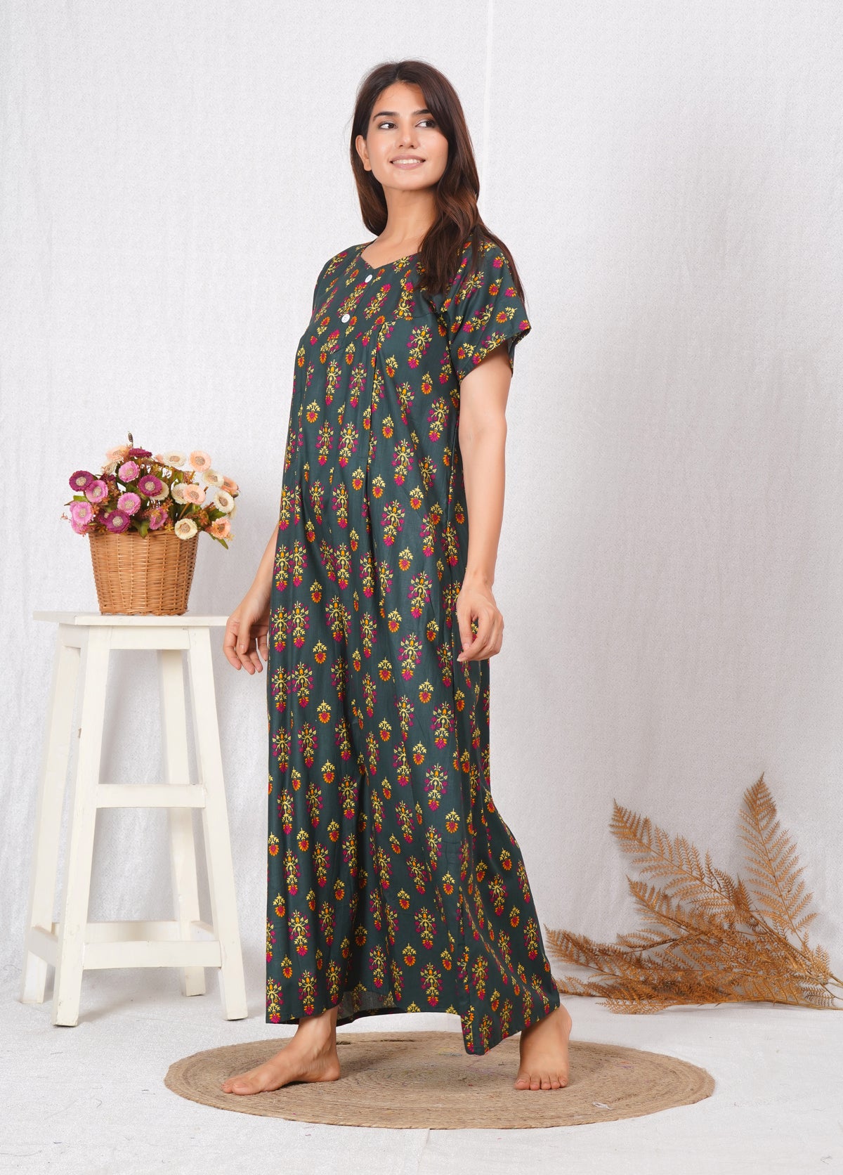 Women Cotton printed feeding nighty | Free Size