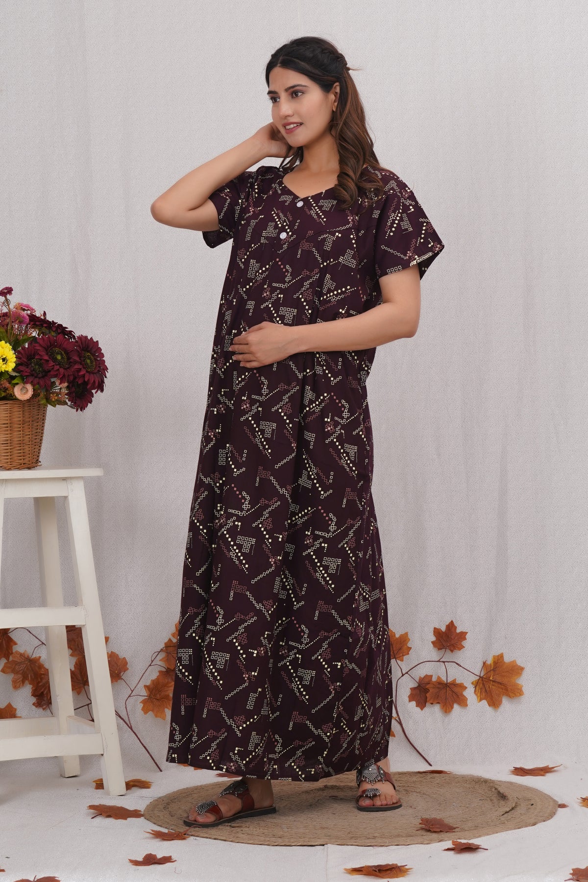 Rajwadi Printed Cotton Feeding Nighty