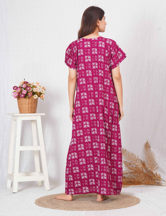 Rajwadi Print elegant Cotton feeding nighty