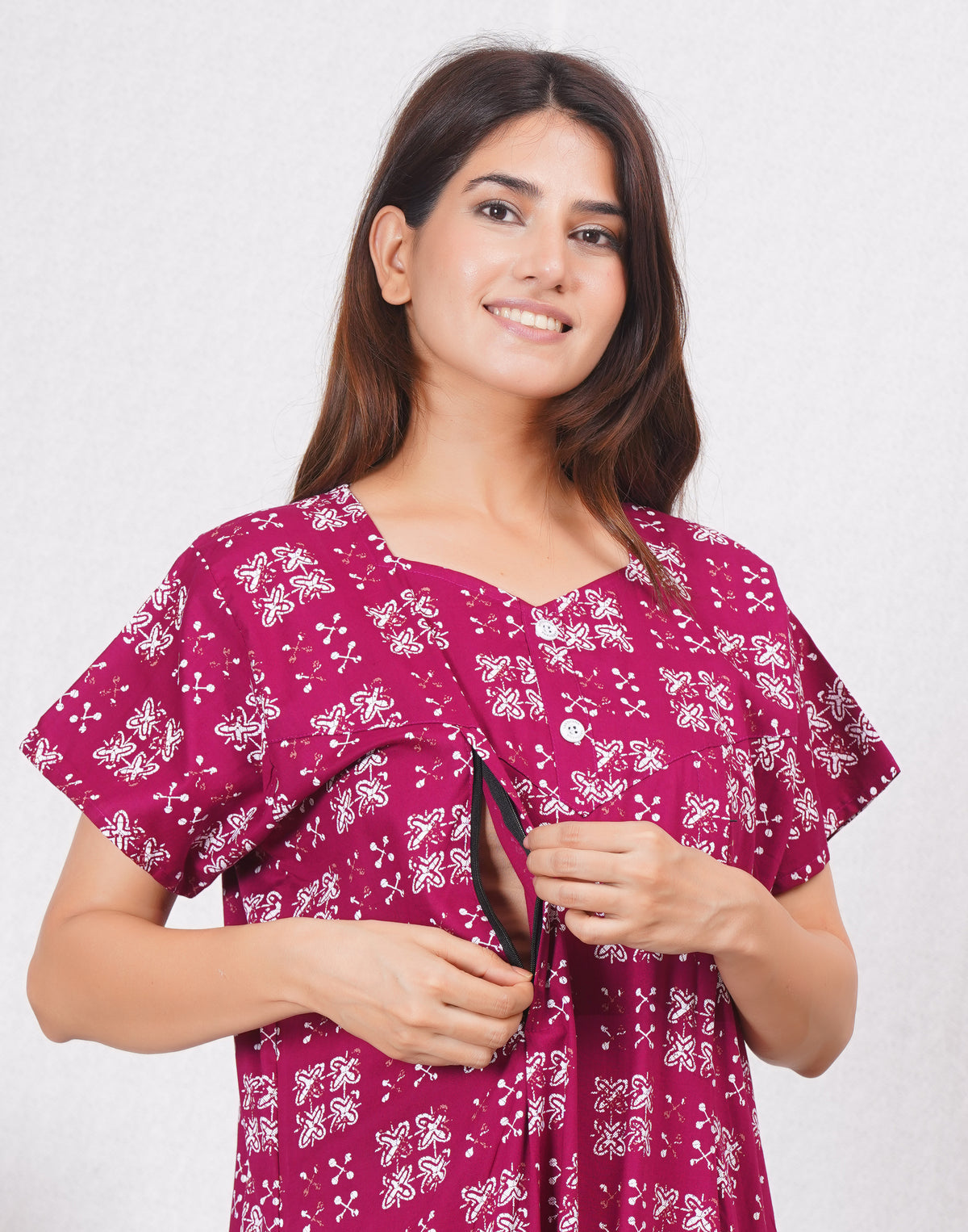 Rajwadi Print elegant Cotton feeding nighty
