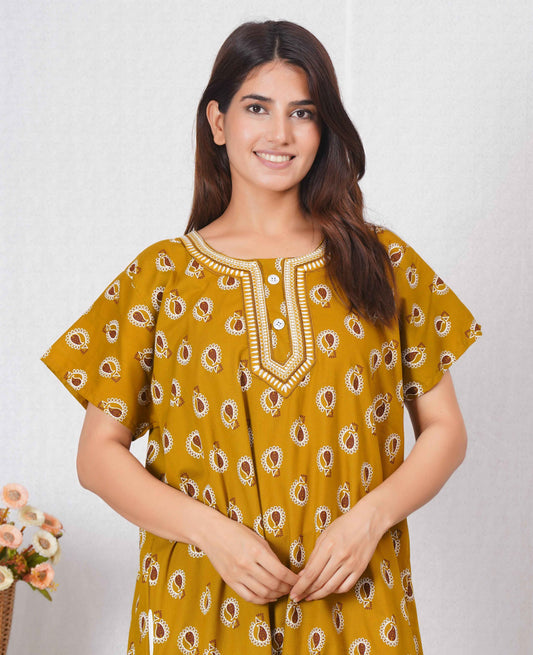 Vardhana Soft Cotton Embroidery Nighty for Women