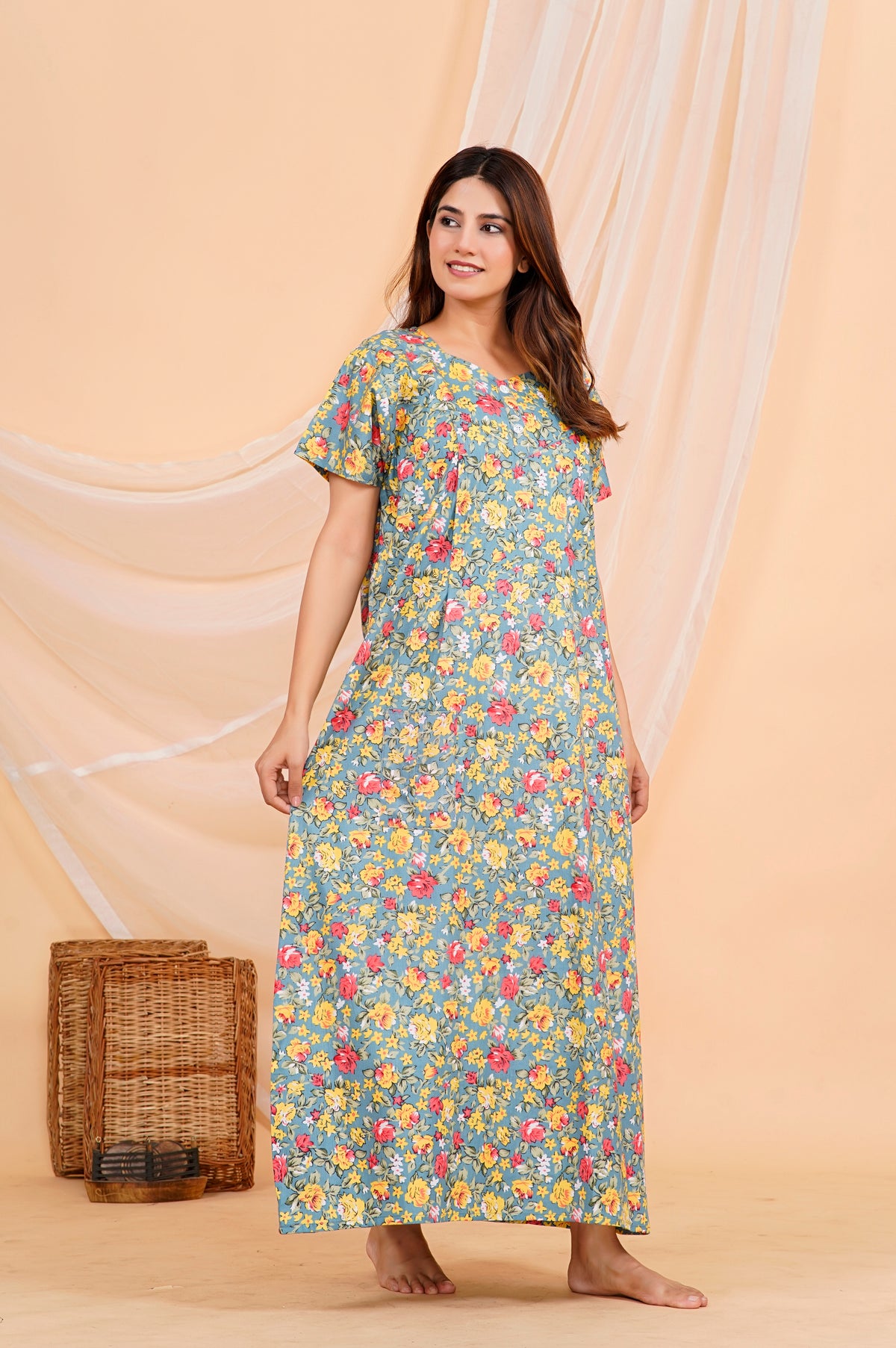 Women's Cotton Feeding Nighty | Front Zip Nursing Wear | Soft & Comfortable