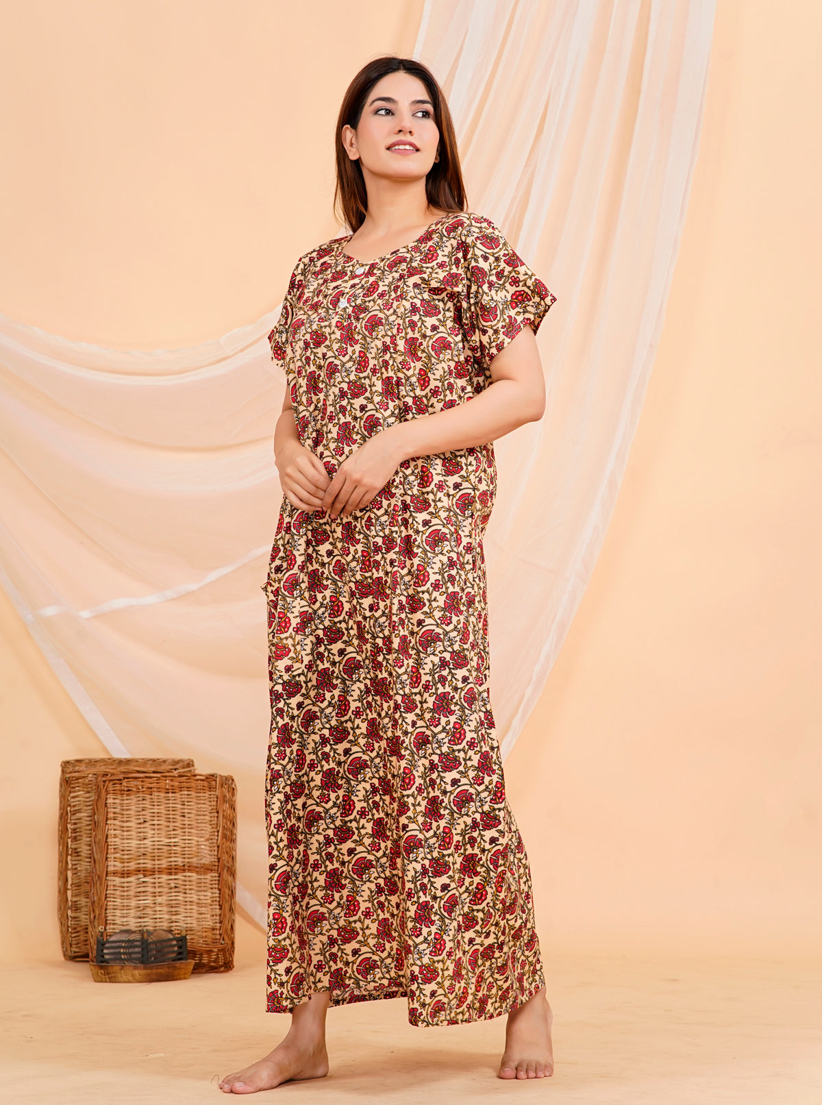 Vardhana Women's Cotton Feeding Nighty | Soft & Comfortable for daily wear