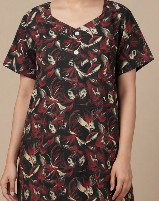 Elegant Printed Cotton Feeding nighty for women | Free size