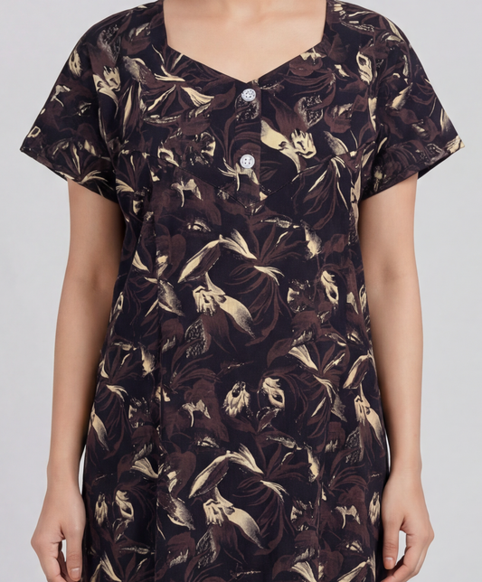 Elegant Printed Cotton Feeding nighty for women | Free size