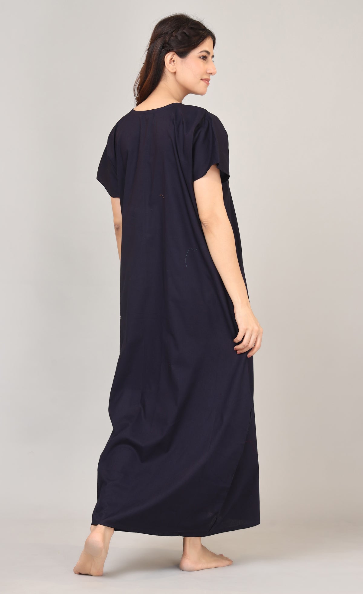 Embroidery Plain cotton nighty | Free size