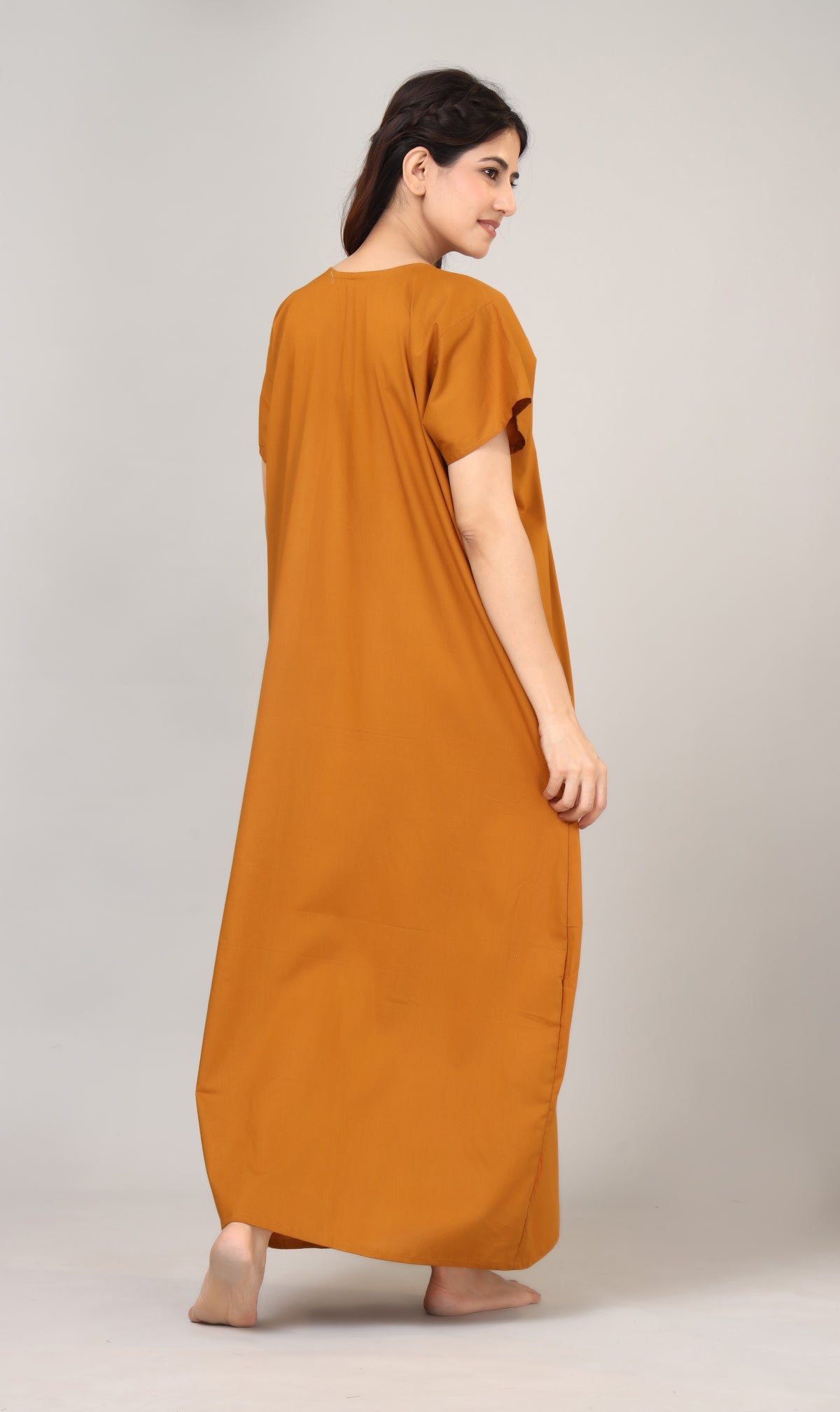 Embroidery Plain cotton nighty | Free size
