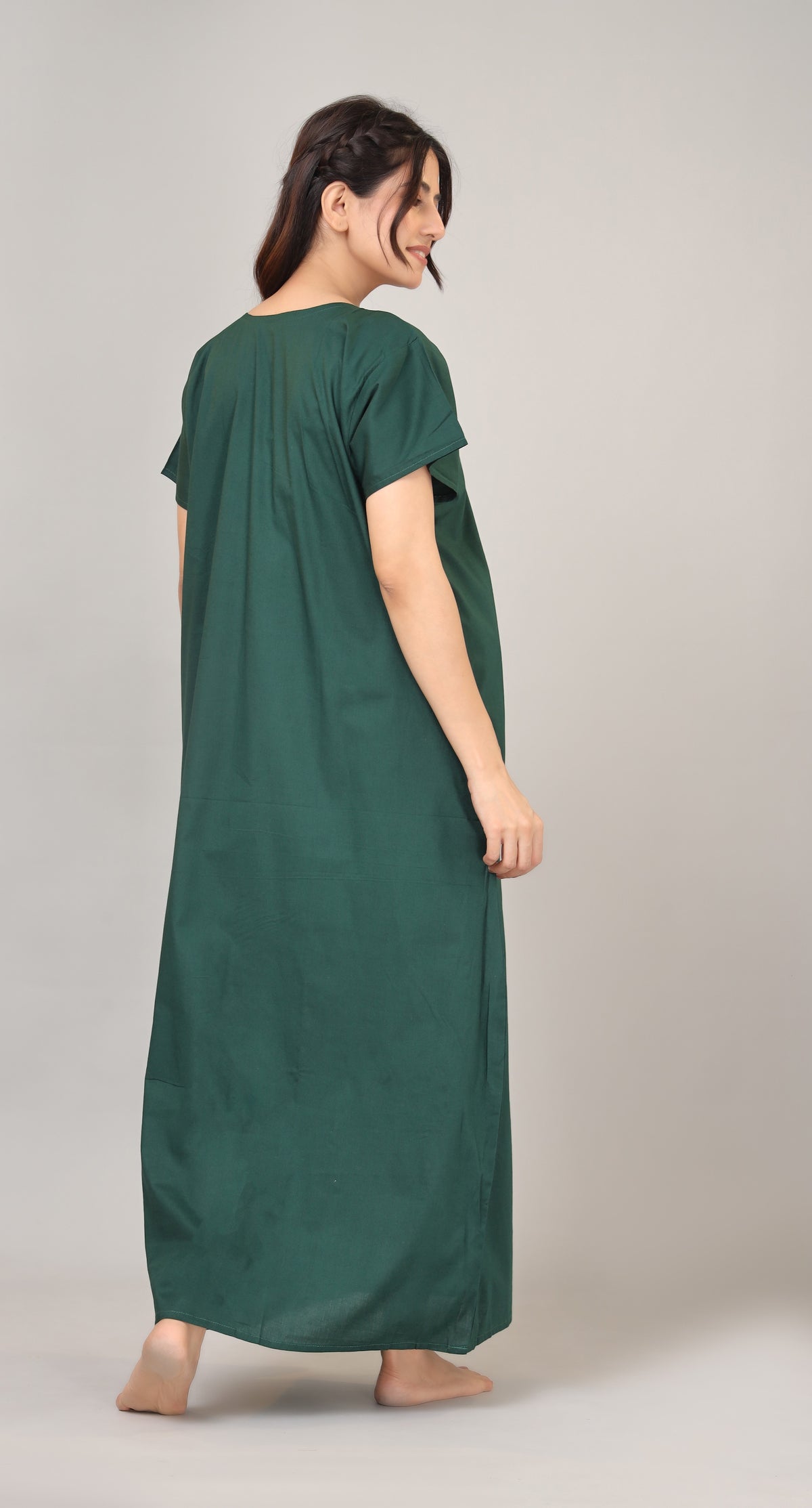 Embroidery Plain cotton nighty | Free size