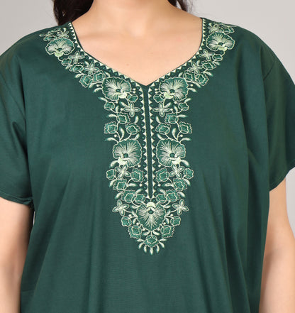 Embroidery Plain cotton nighty | Free size