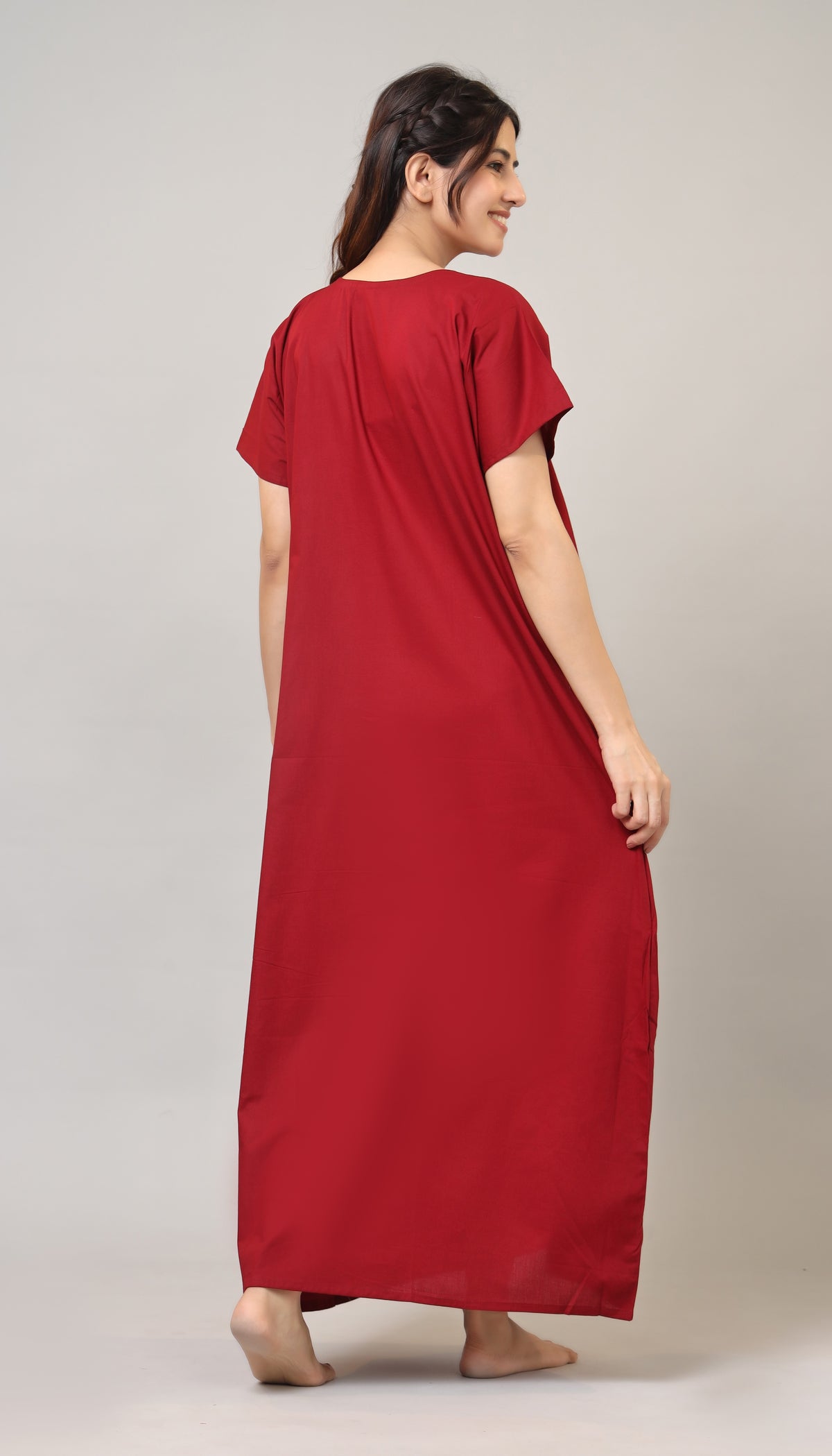 Embroidery Plain cotton nighty | Free size