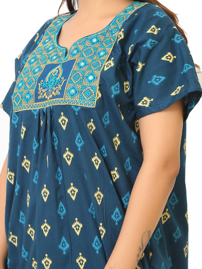 Neck embroidery Cotton Nighty for Women – Free Size