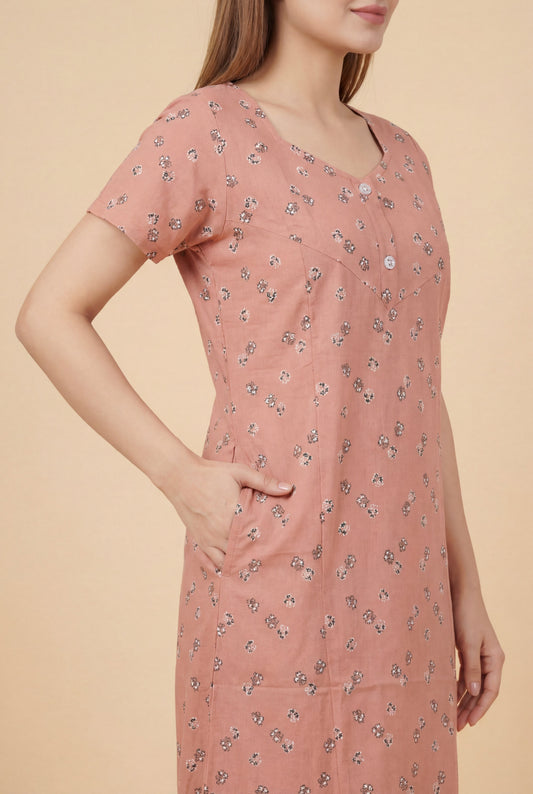Floral Printed Cotton Feeding nighty for women | Free size