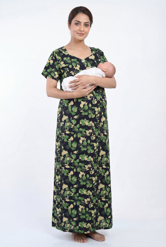 Floral Printed Cotton Feeding nighty for women | Free size