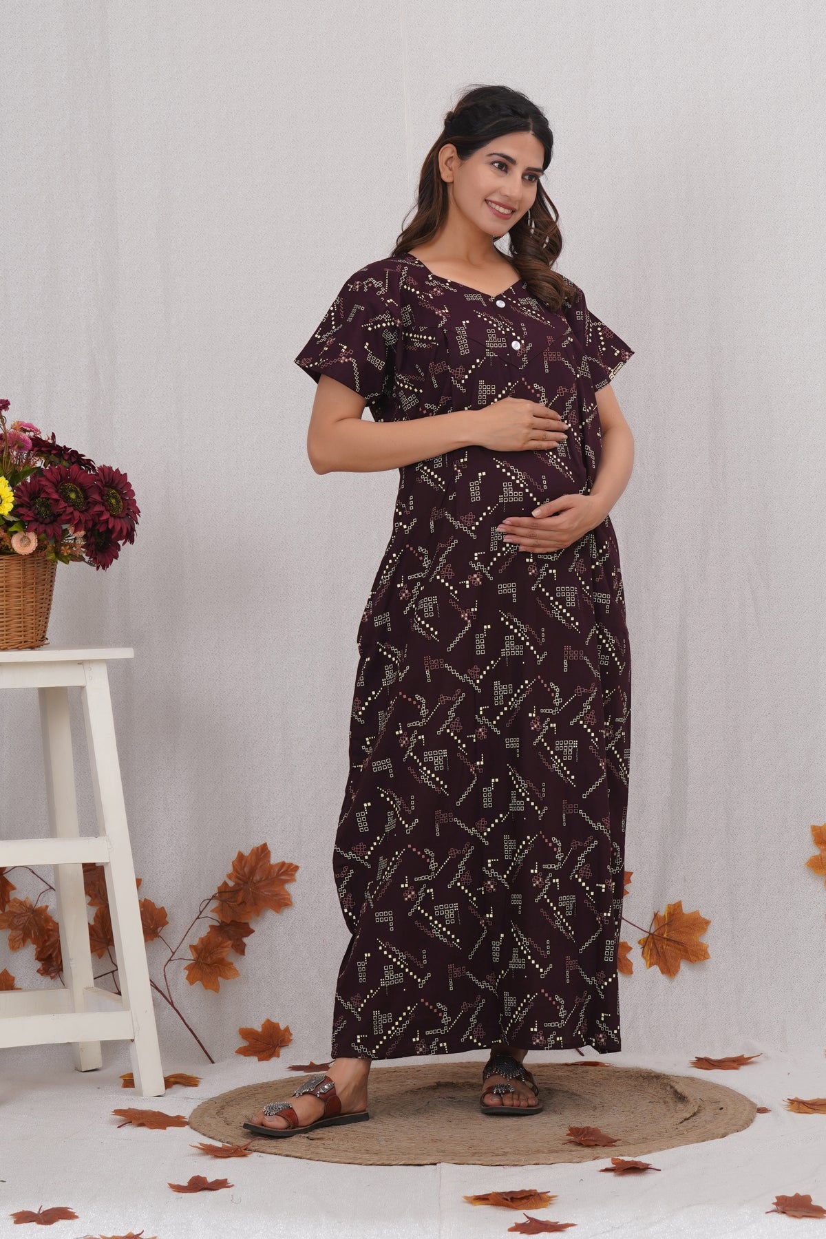 Rajwadi Printed Cotton Feeding Nighty