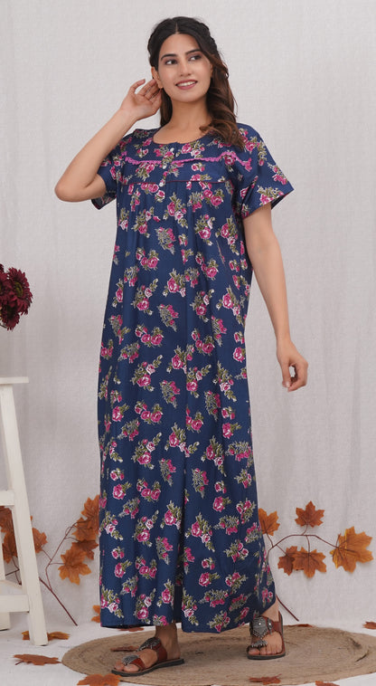 Women's Floral Printed Cotton nighty | Free size