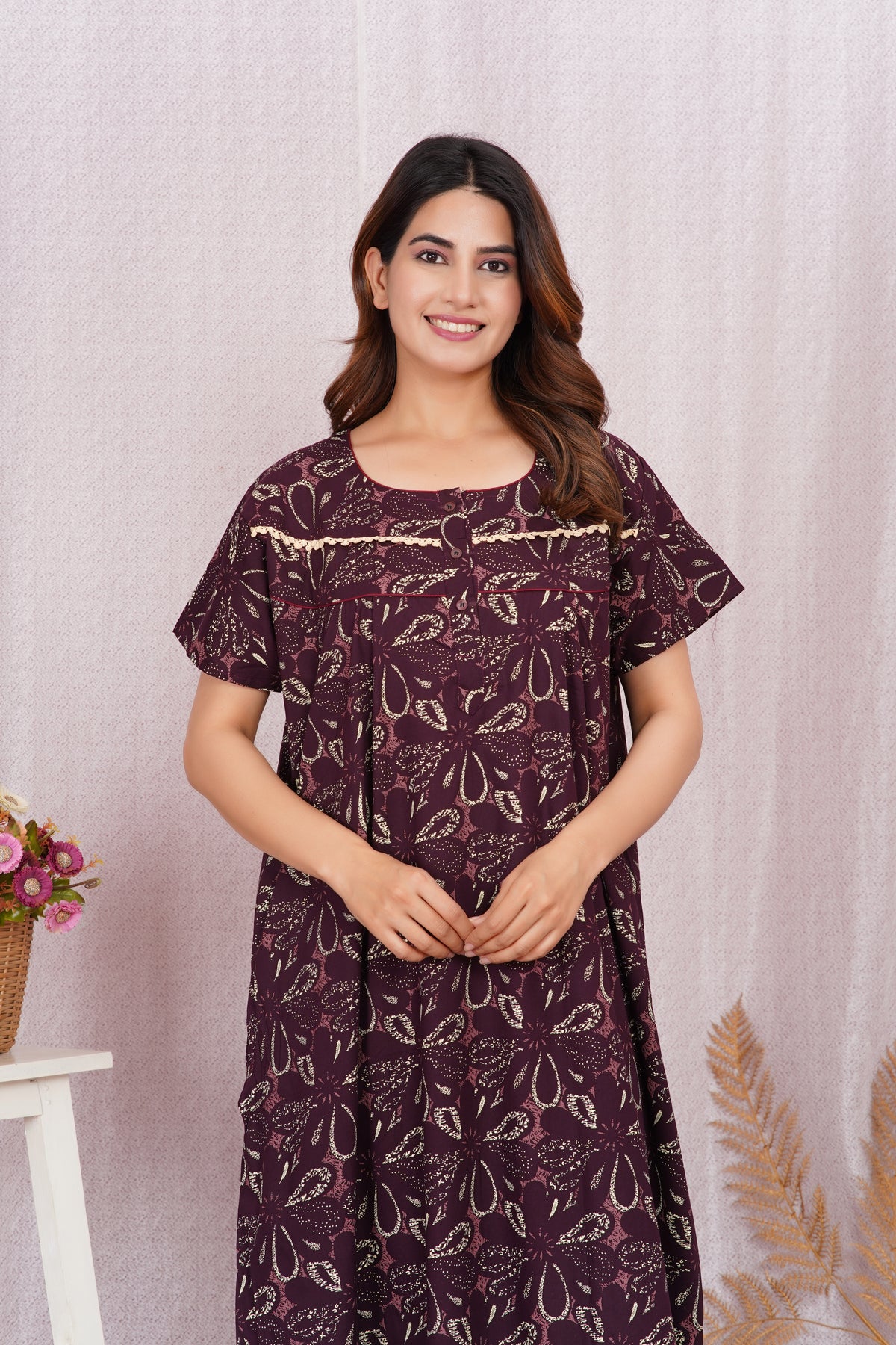 Elegant Printed Women's Cotton nighty
