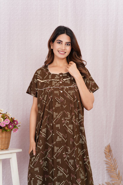 Vardhana Soft cotton Lace patterned nighty | Free size