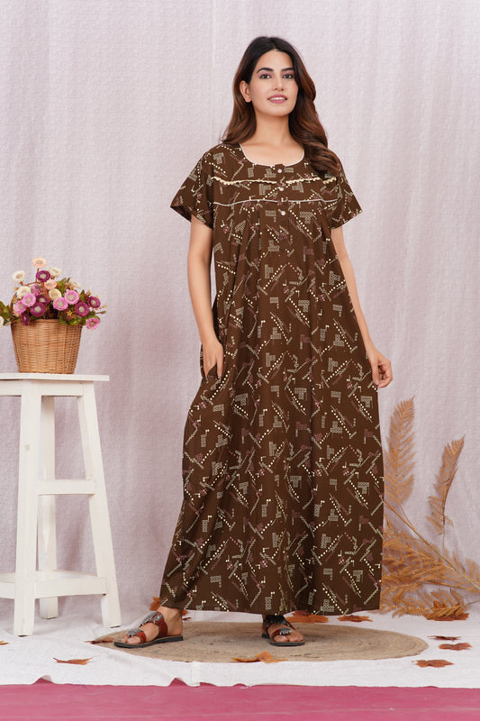 Vardhana Soft cotton Lace patterned nighty | Free size