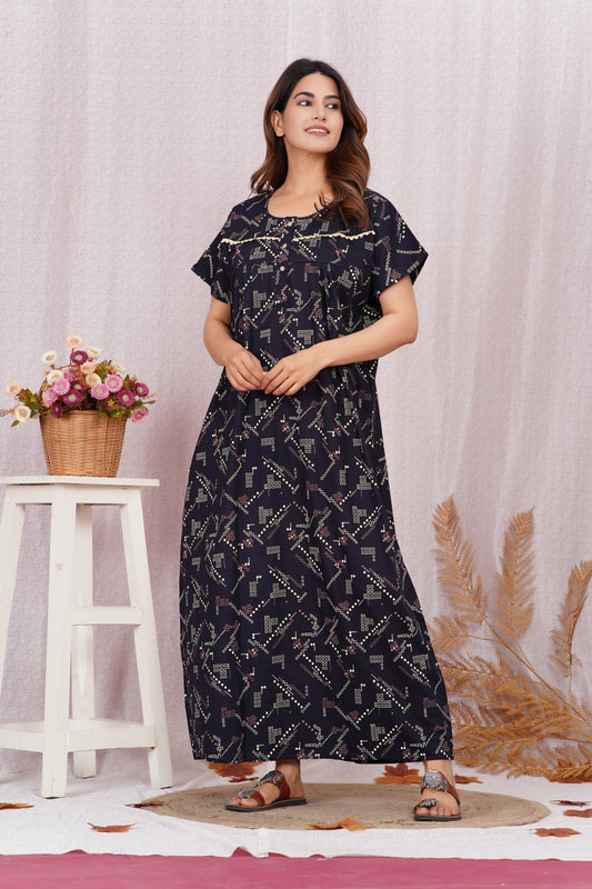 Stylish Floral Printed Cotton nightdress | Free size