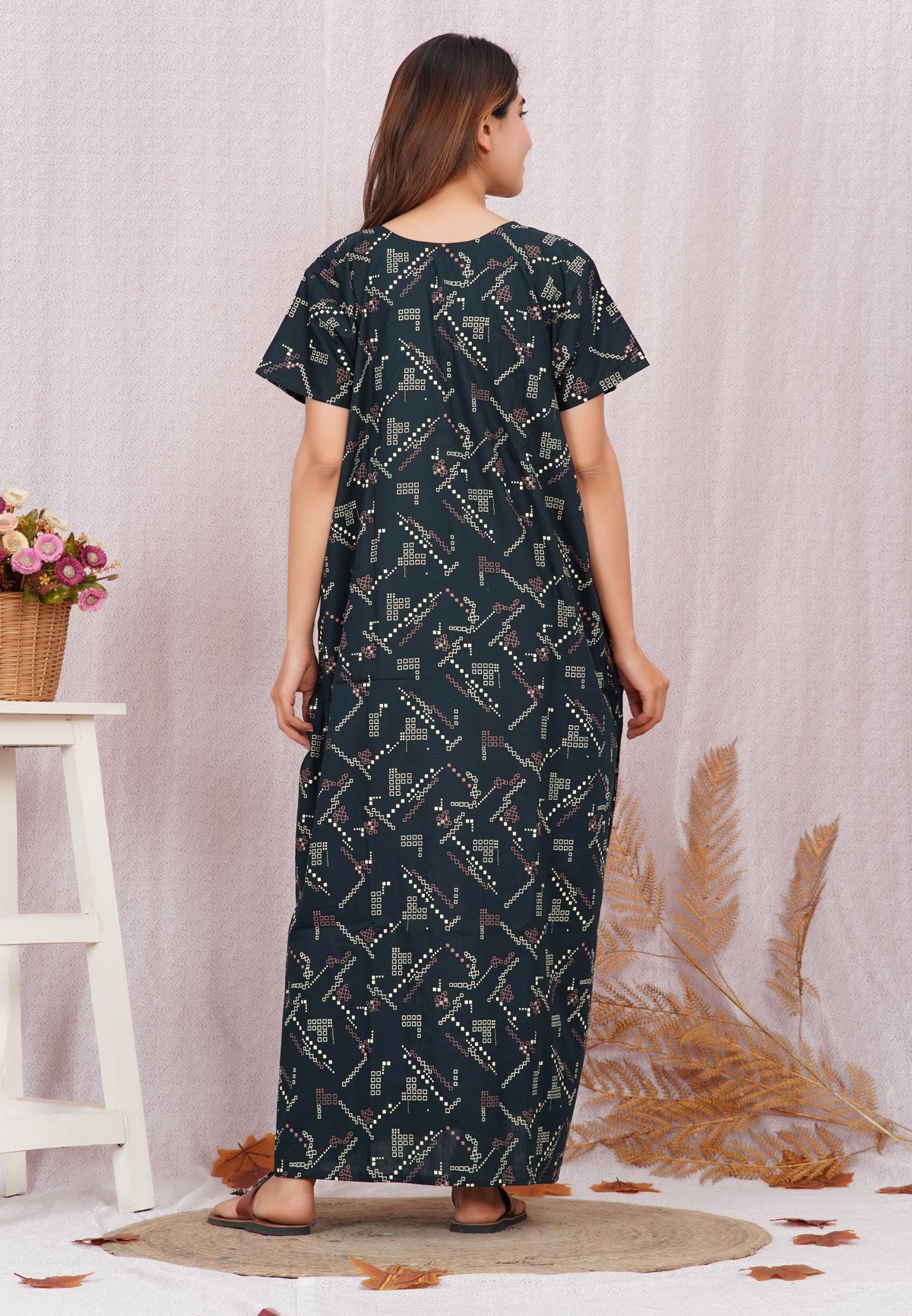 Vardhana Women's Cotton Lace Pattern Nighty | Soft & Comfortable Nightwear