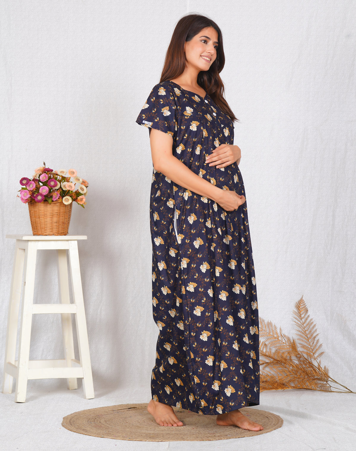Women Cotton printed feeding nighty | Free Size