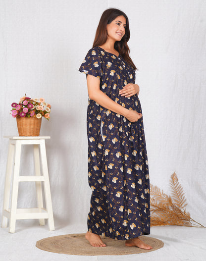 Women Cotton printed feeding nighty | Free Size