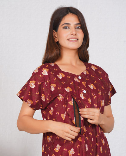Stylish Women Cotton Feeding Nightdress | Free size