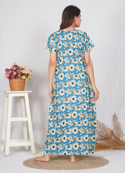 Floral Printed Cotton Feeding nighty for Women | Free size