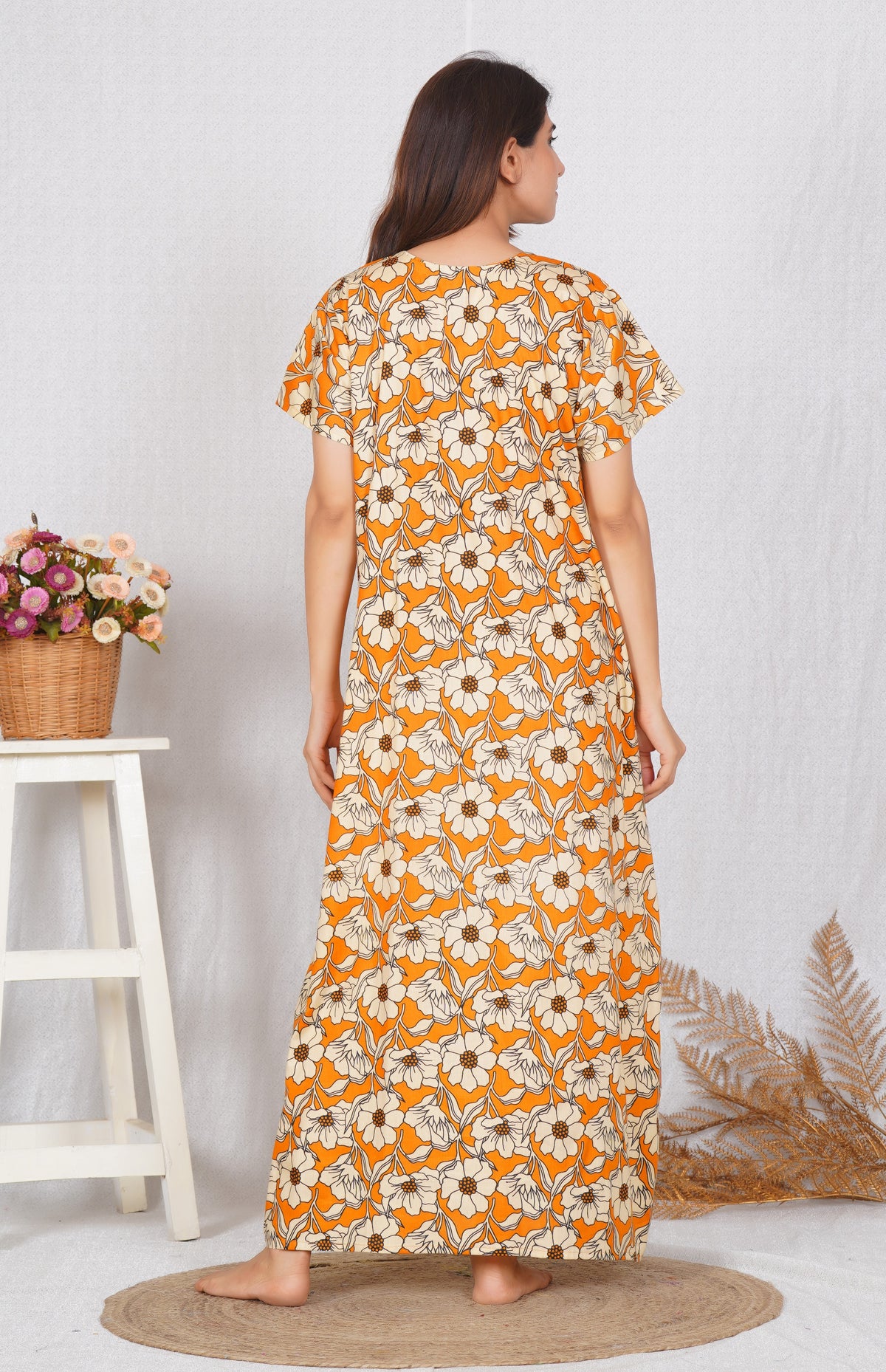 Procian Floral printed Cotton Feeding Nighty – Free Size