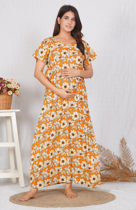 Procian Floral printed Cotton Feeding Nighty – Free Size