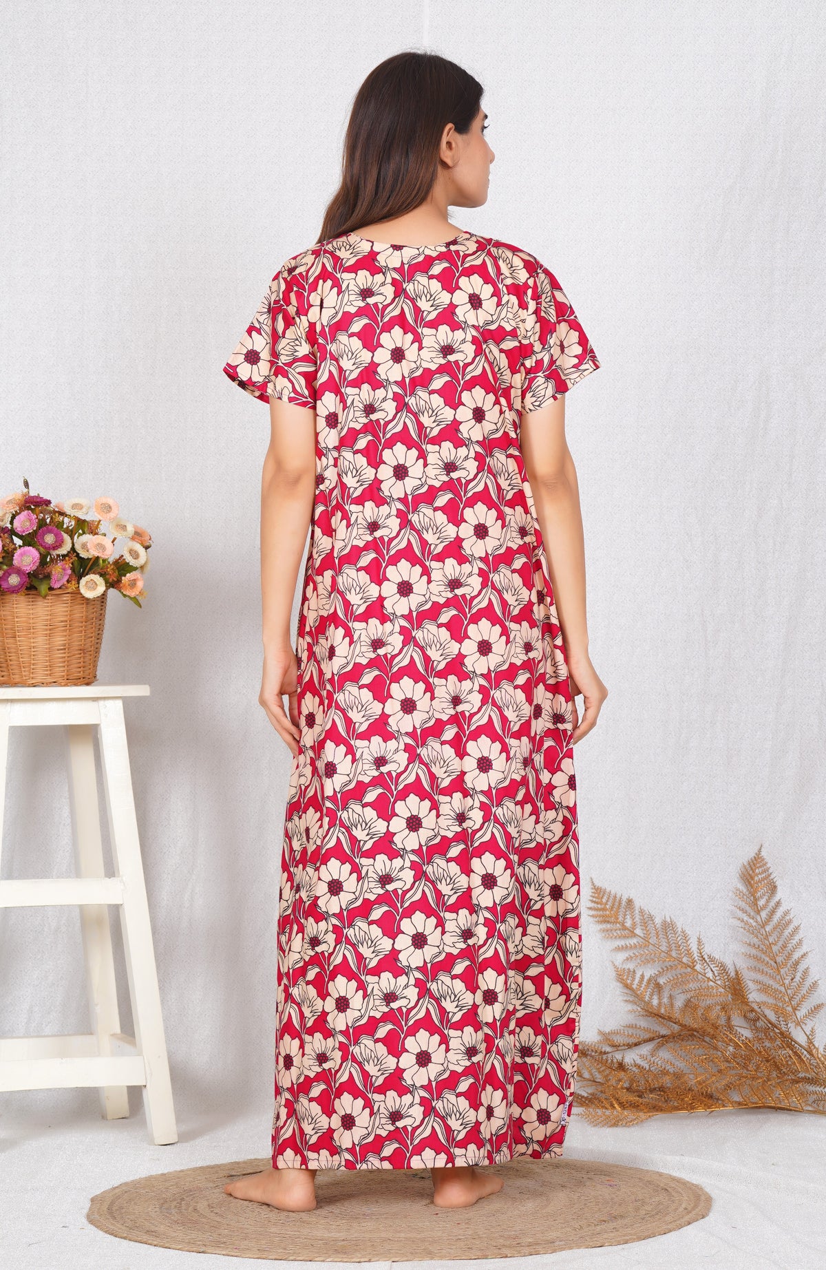 Elegant Print Cotton Nightdress for Women | Free size