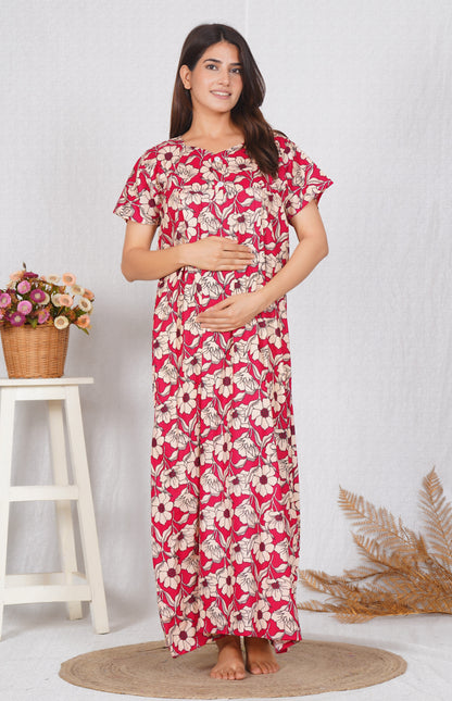 Elegant Print Cotton Nightdress for Women | Free size