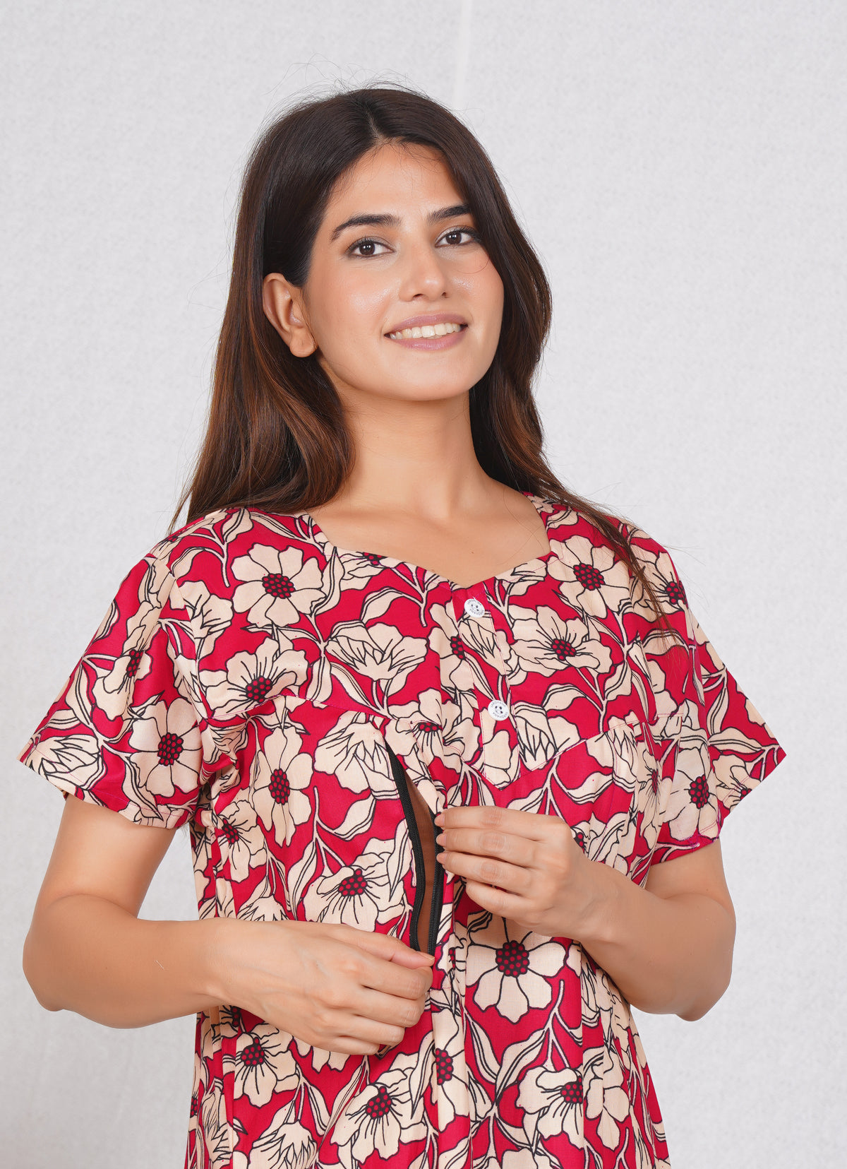 Elegant Print Cotton Nightdress for Women | Free size