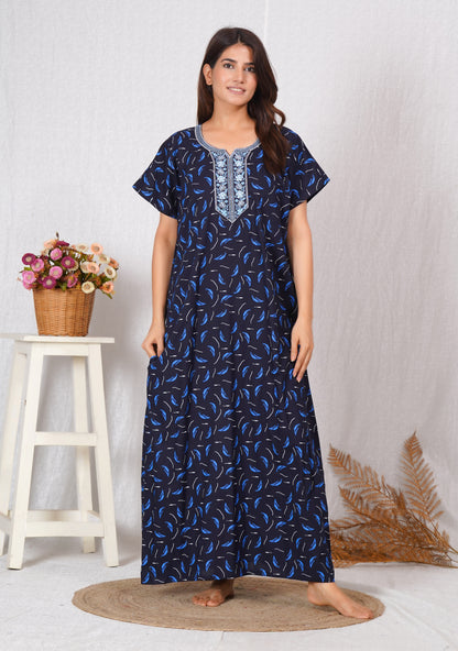 Vardhana Women's Premium Cotton Embroidery Nighty