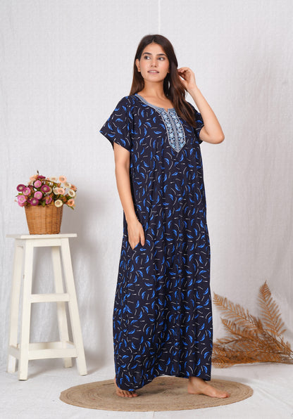 Vardhana Women's Premium Cotton Embroidery Nighty