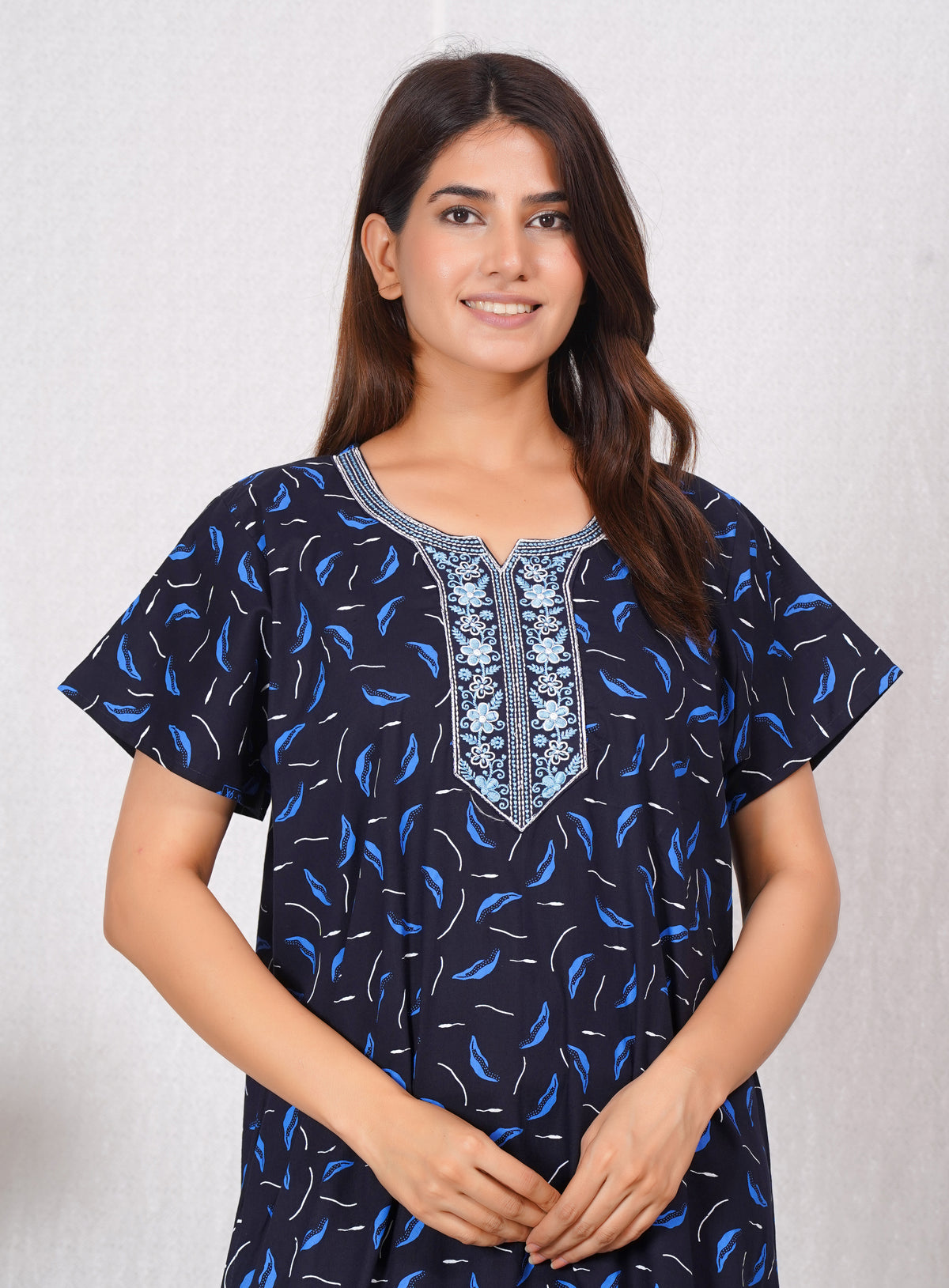 Vardhana Women's Premium Cotton Embroidery Nighty