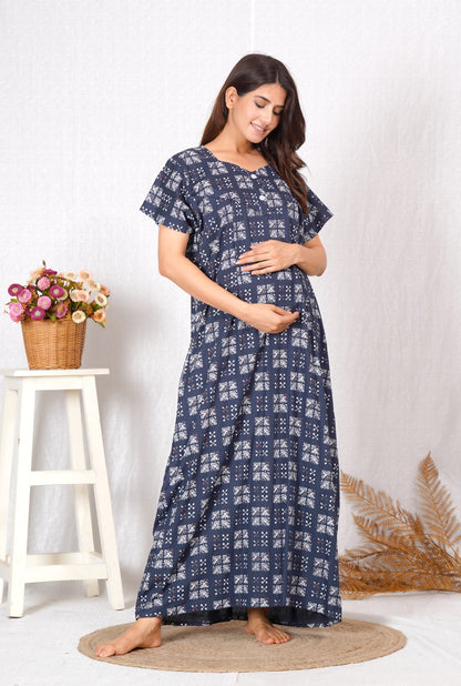 Rajwadi Cotton printed feeding nighty | Free Size