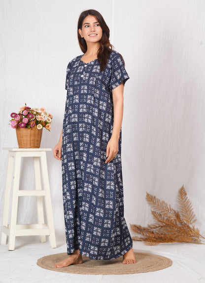 Rajwadi Cotton printed feeding nighty | Free Size