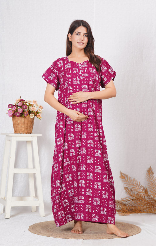 Rajwadi Print elegant Cotton feeding nighty