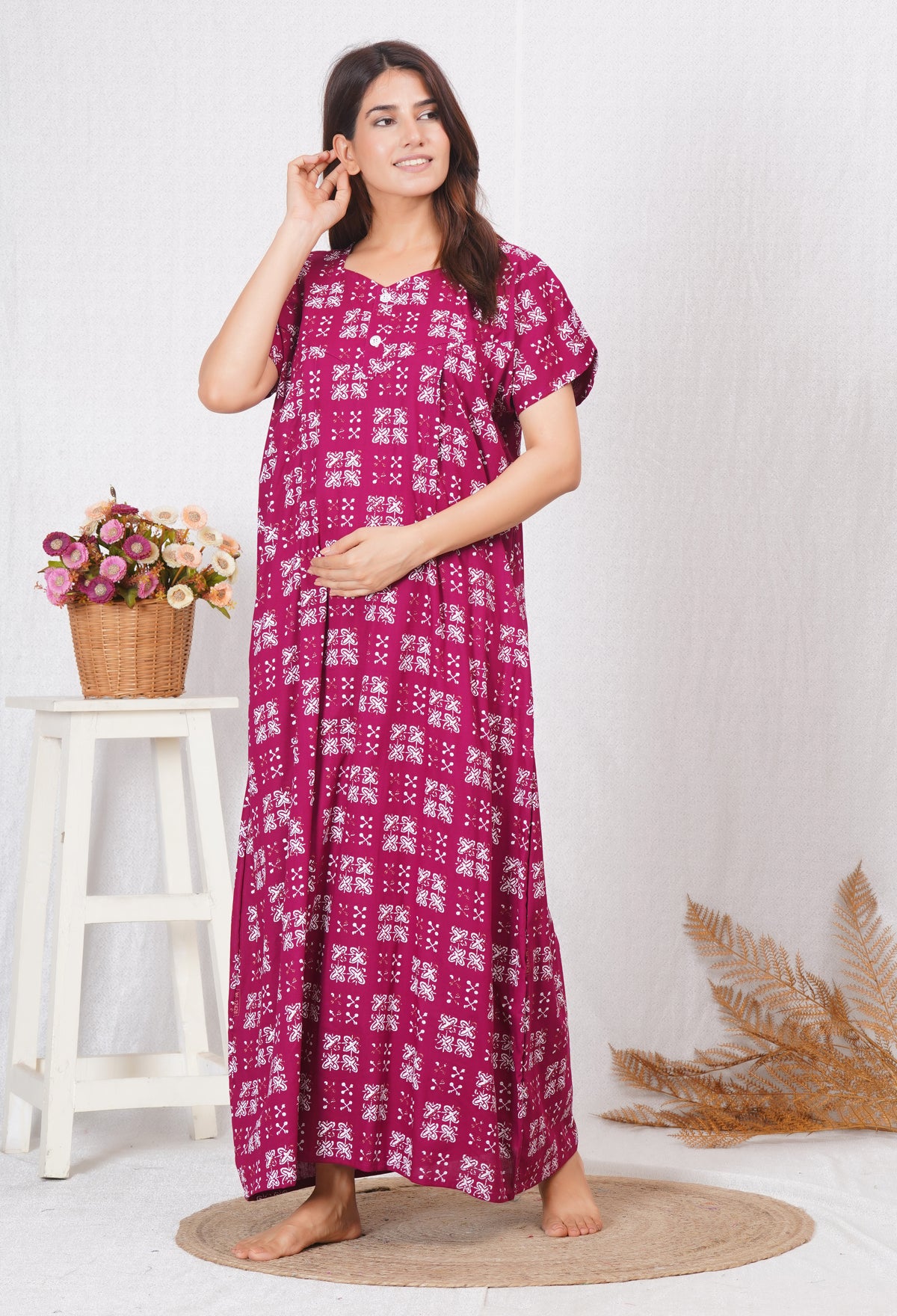 Rajwadi Print elegant Cotton feeding nighty