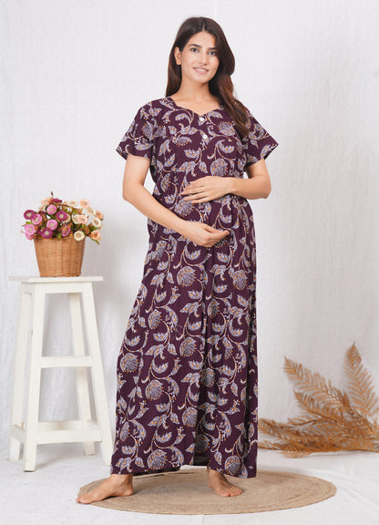 Vardhana Printed Feeding Nighty for Breastfeeding Mothers