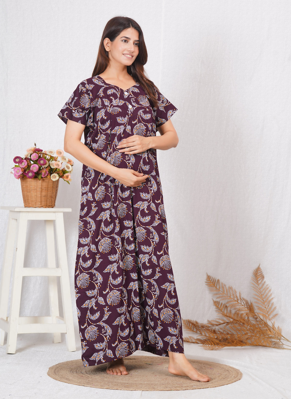 Vardhana Printed Feeding Nighty for Breastfeeding Mothers