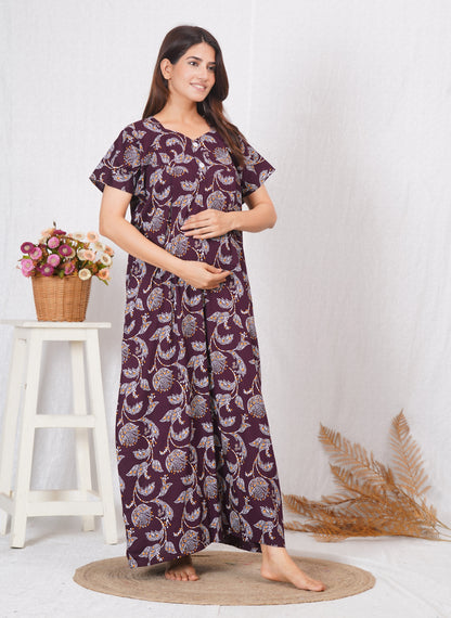 Vardhana Printed Feeding Nighty for Breastfeeding Mothers