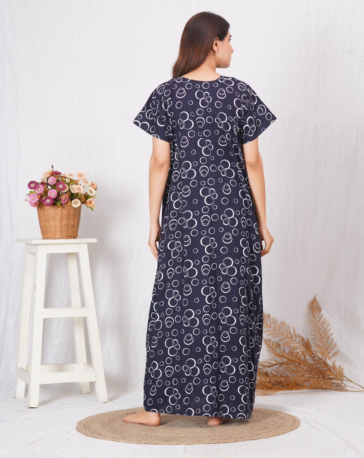 Cotton printed Embroidery nightgown | Free size