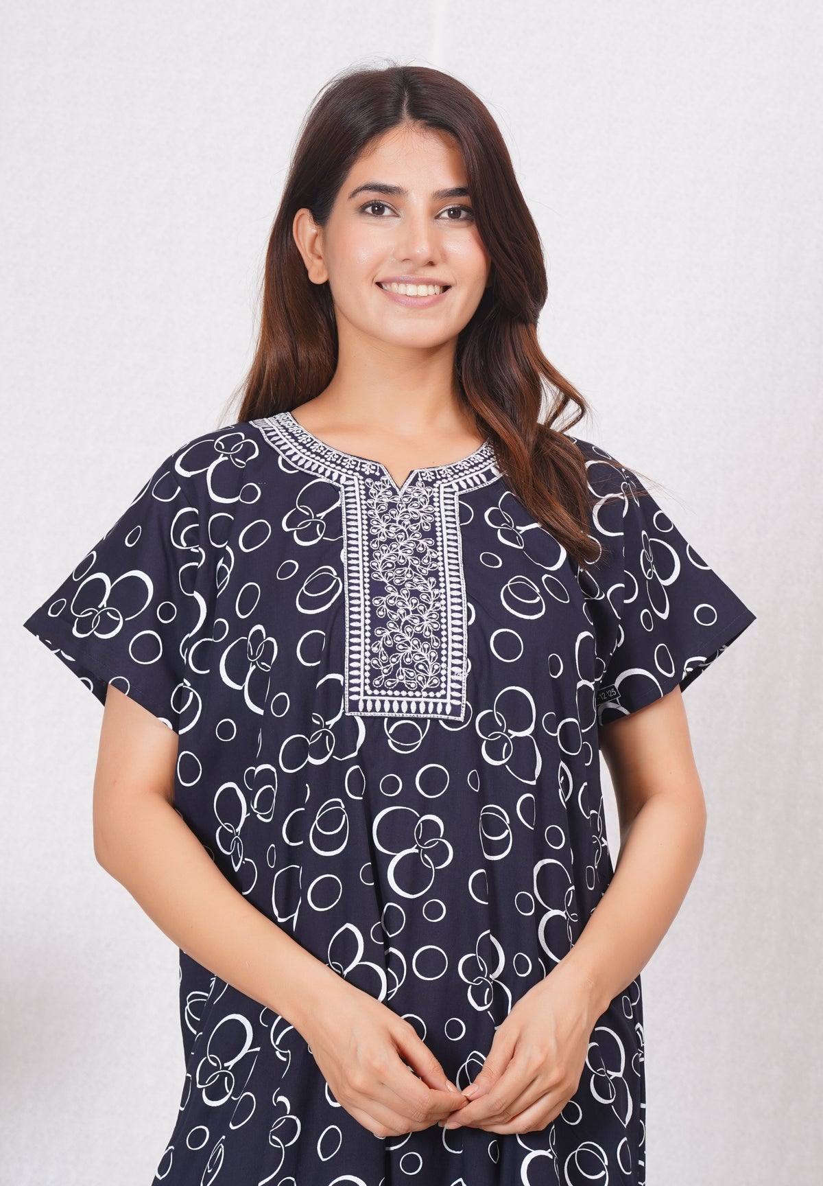 Cotton printed Embroidery nightgown | Free size