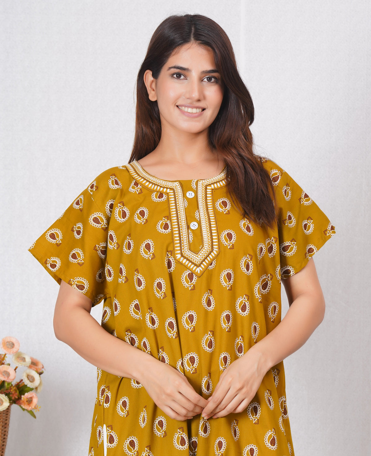 Vardhana Soft Cotton Embroidery Nighty for Women