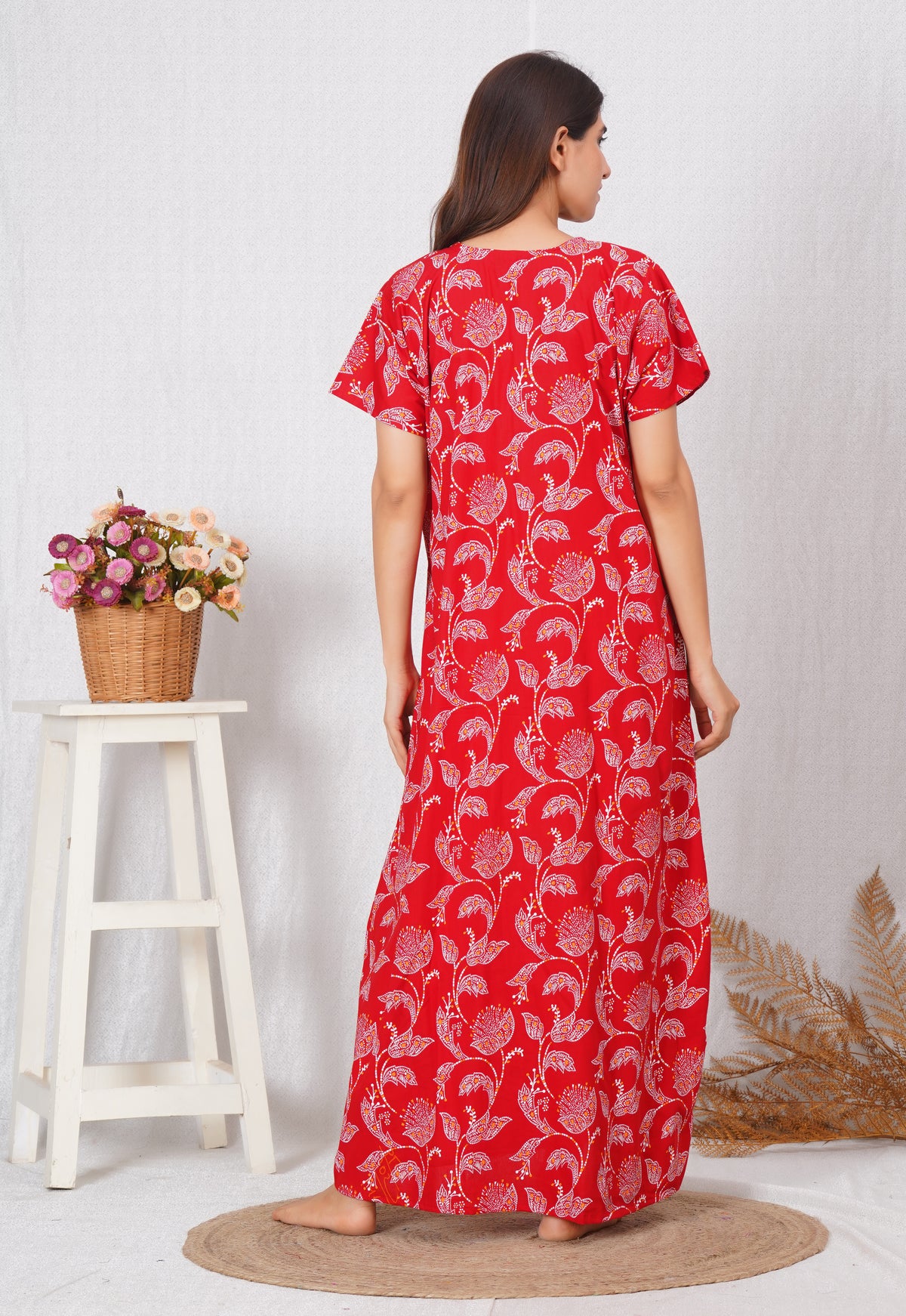Kalamkari Printed Cotton Feeding nighty for Women | Free size