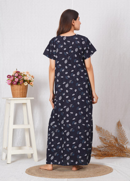 Women's Cotton Feeding Nighty | Front Zip Nursing Wear | Soft & Comfortable