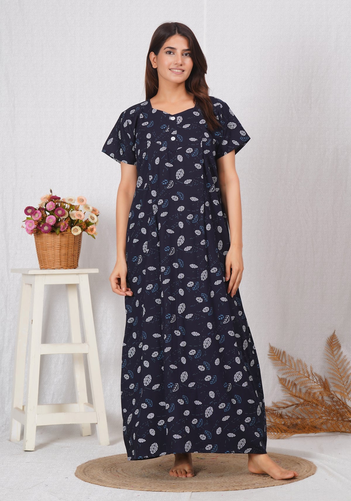 Women's Cotton Feeding Nighty | Front Zip Nursing Wear | Soft & Comfortable
