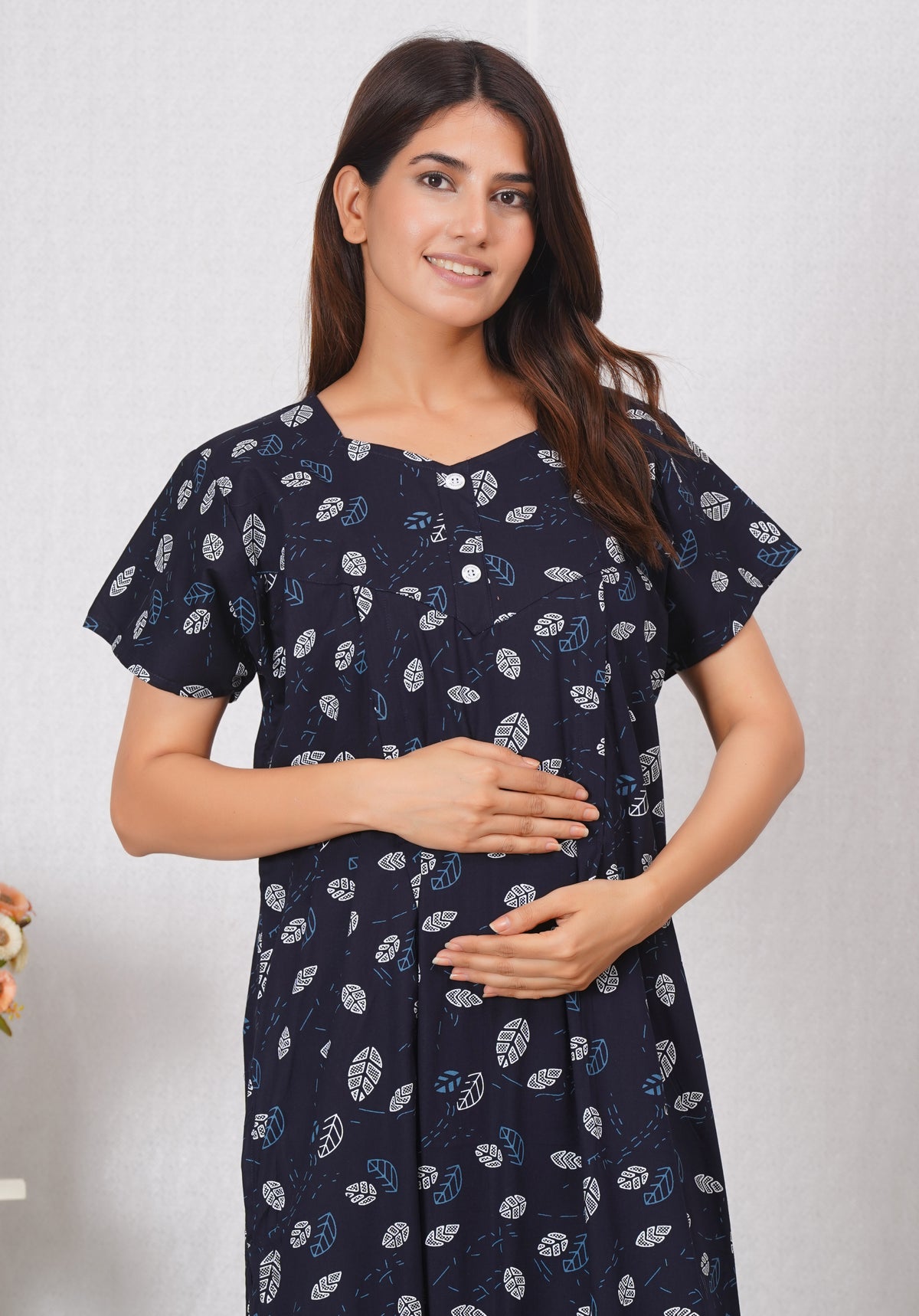Women's Cotton Feeding Nighty | Front Zip Nursing Wear | Soft & Comfortable
